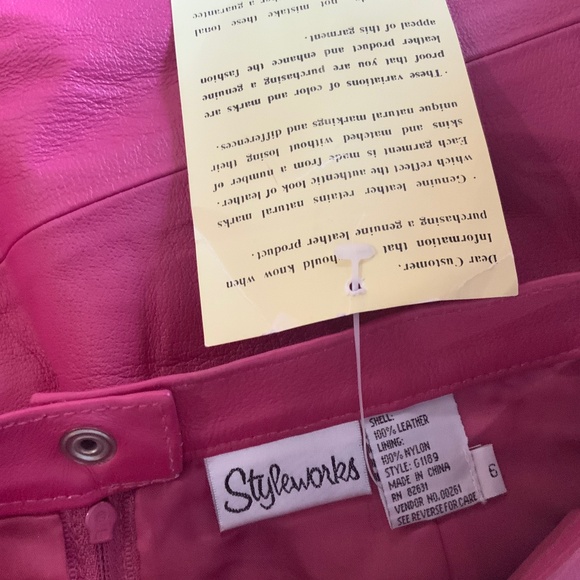 Styleworks Leather Pink 90s Mini Skirt Size 6 New - Picture 6 of 7